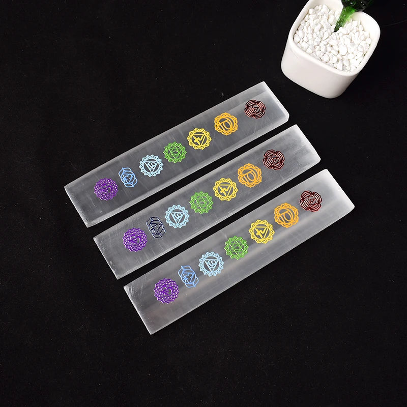 Natural Selenite Seven Chakras Stick