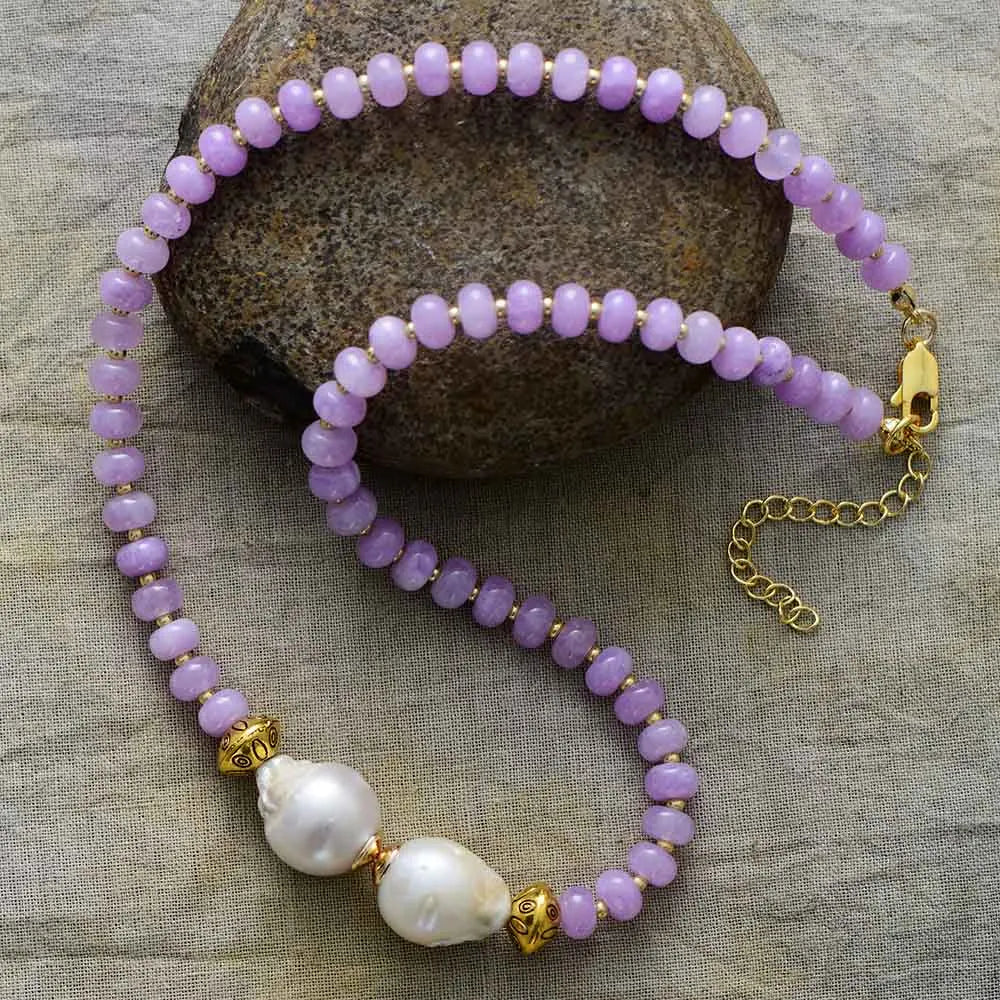 Natural Freshwater Pearls & Jade Choker Necklace