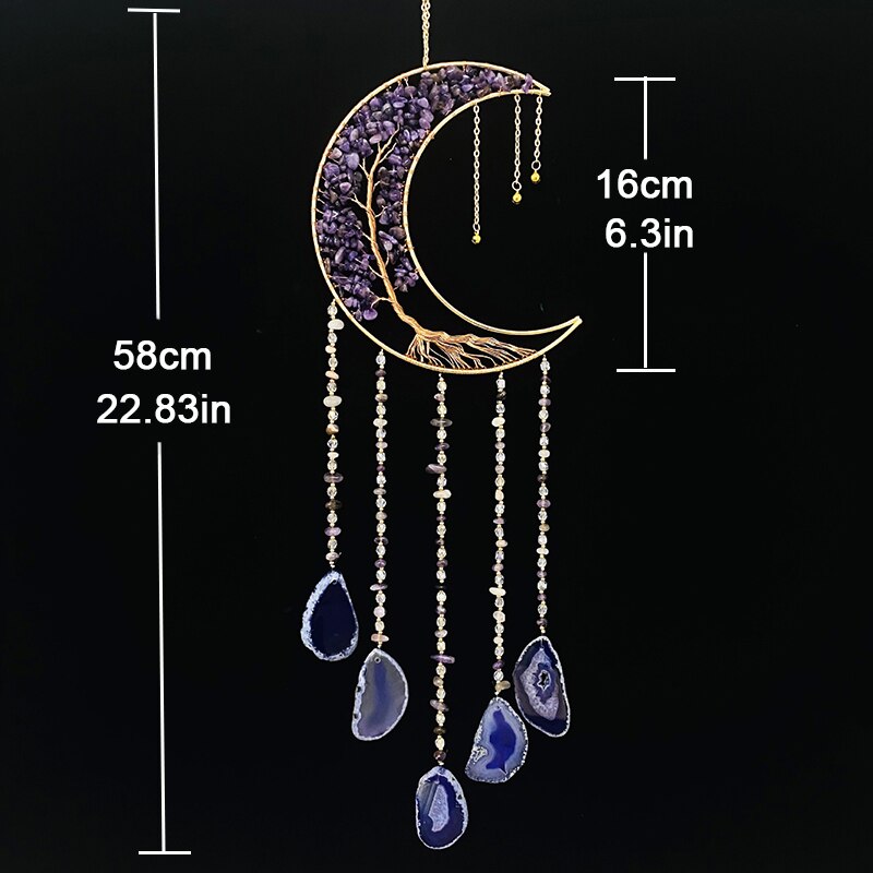 Natural Agate Moon Dream Catcher