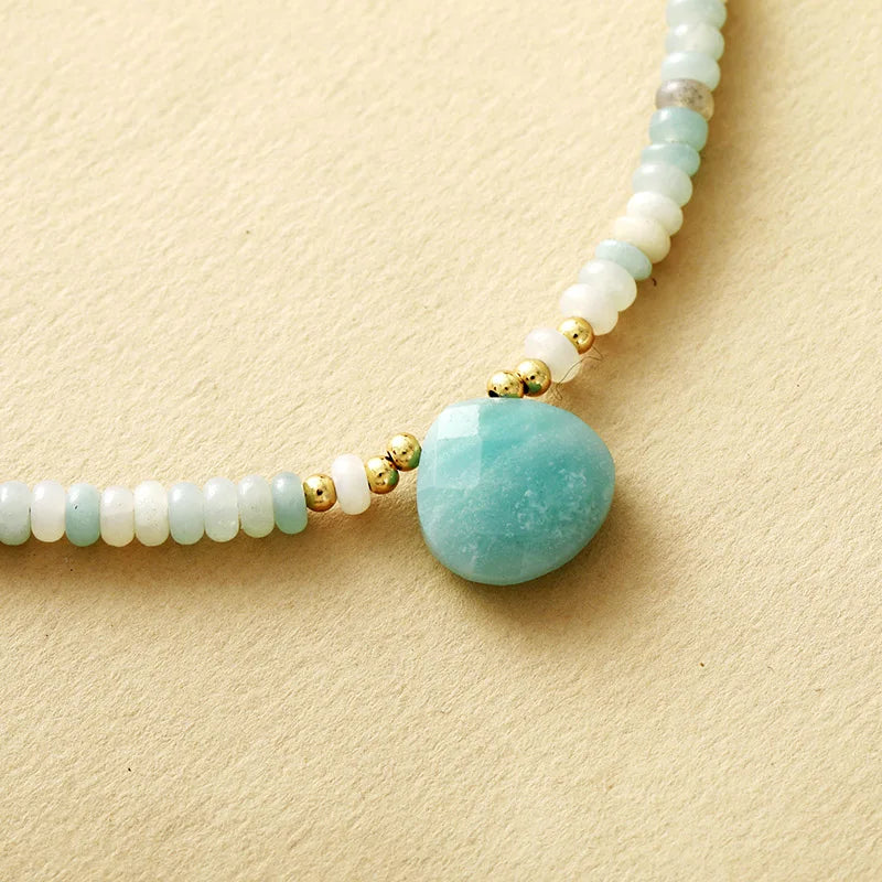 Natural Amazonite & Jasper Minimalist Choker Necklace