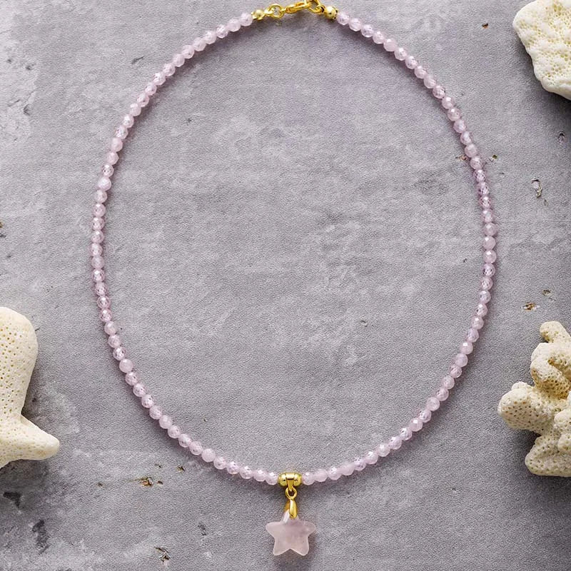 Natural Gemstone Star Pendant Choker Necklace