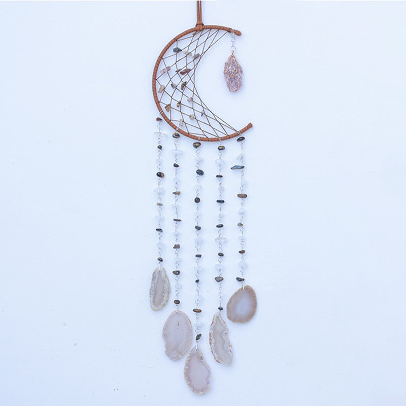 Natural Agate Moon Dream Catcher