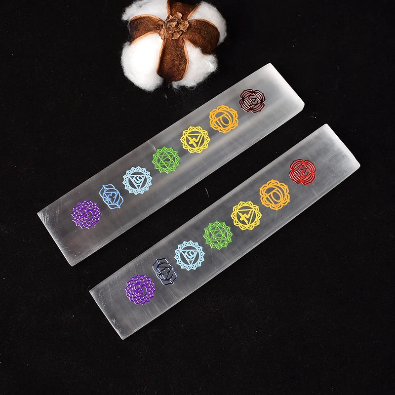 Natural Selenite Seven Chakras Stick