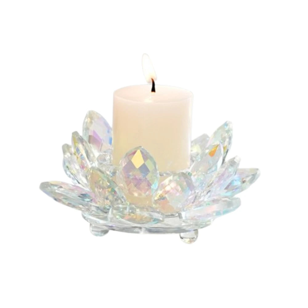 Crystal Glass Lotus Candle Holder