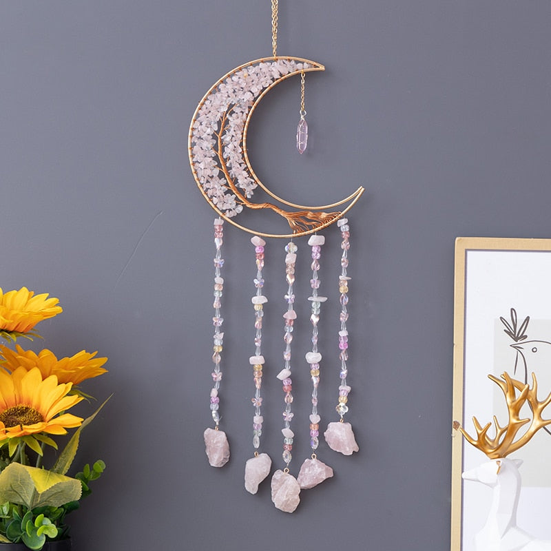 Natural Agate Moon Dream Catcher