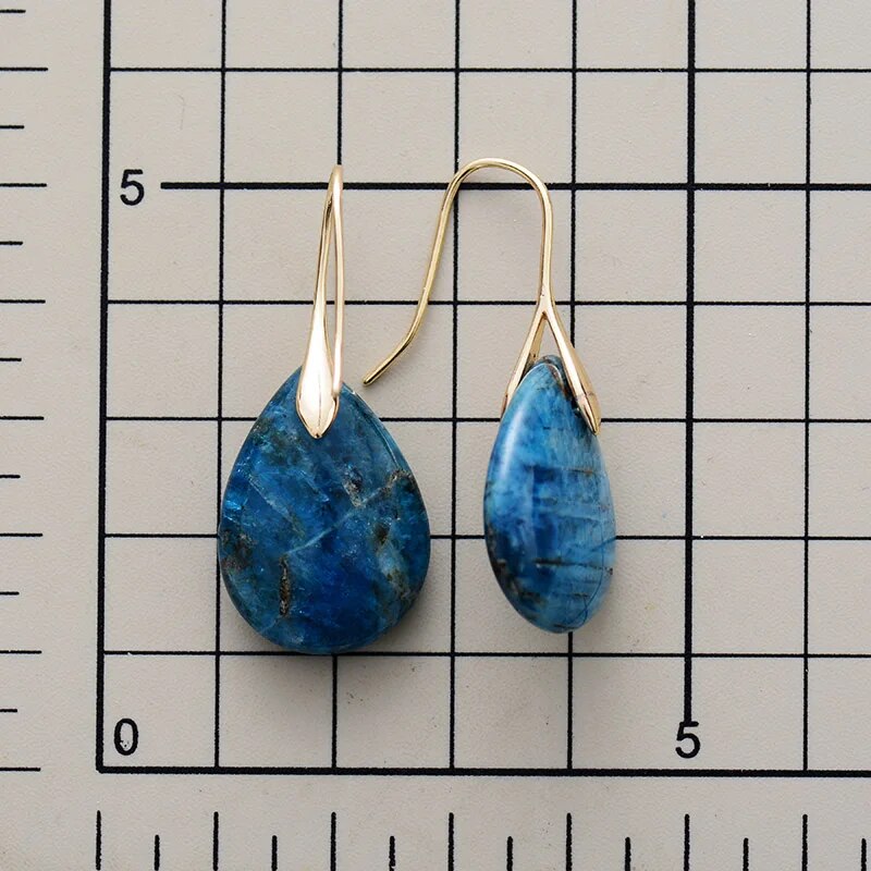 Natural Apatite Teardrop Earrings