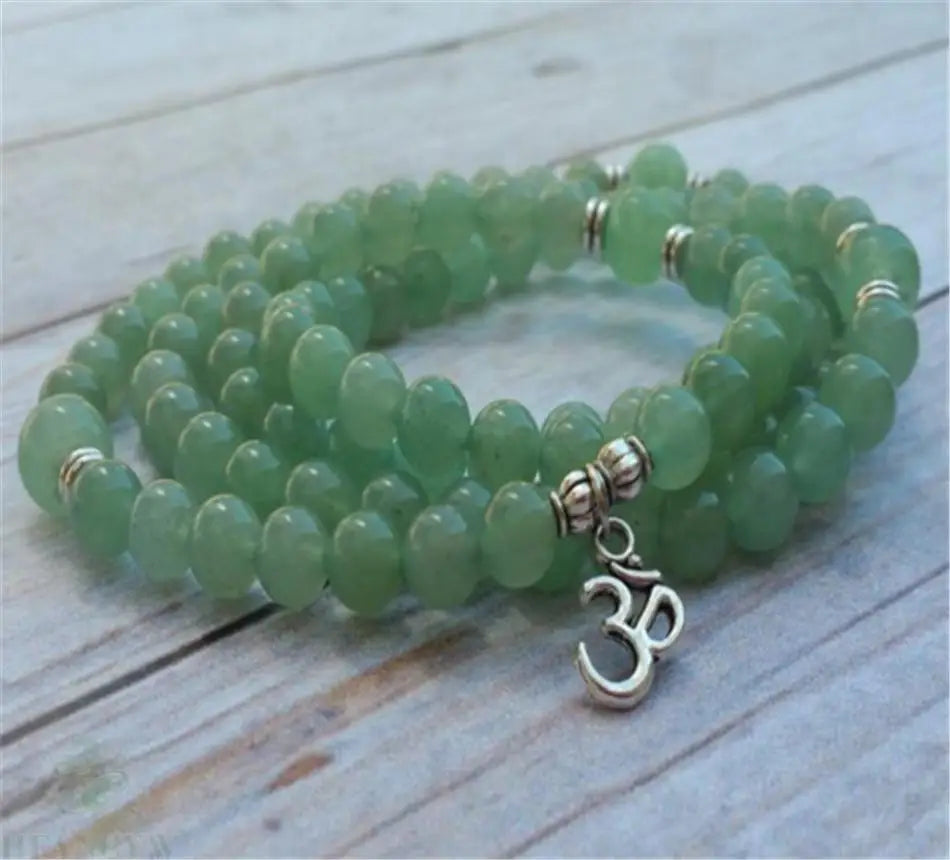 Natural Green Aventurine 108 Beads Ohm Mala