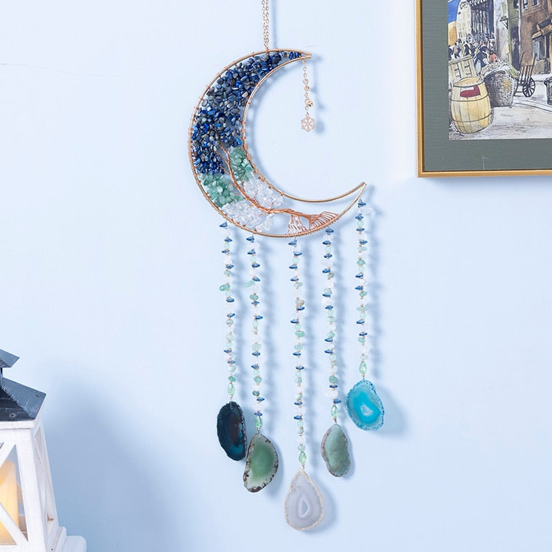 Natural Agate Moon Dream Catcher