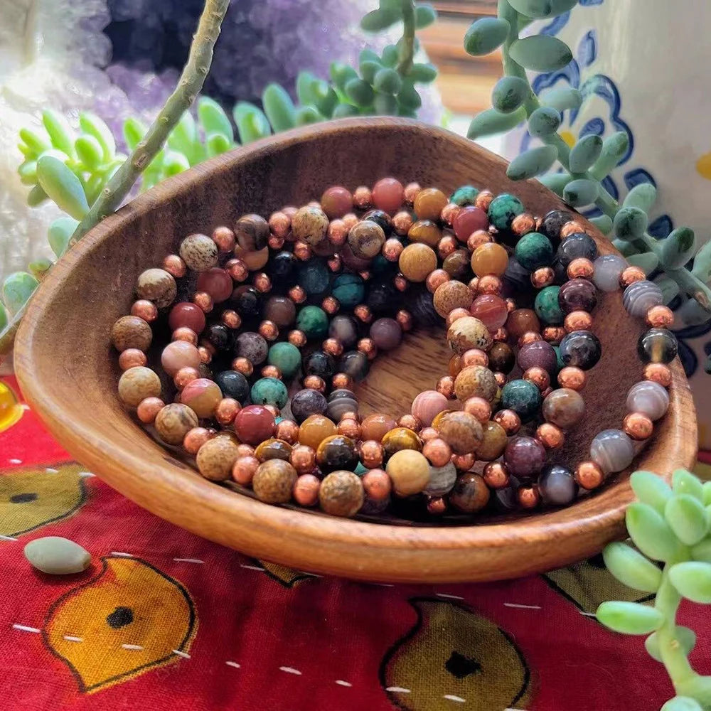 Natural African Turquoise & Copper Beaded Bracelet