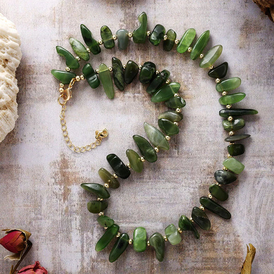 Natural Jade Bold Beads Choker Necklace