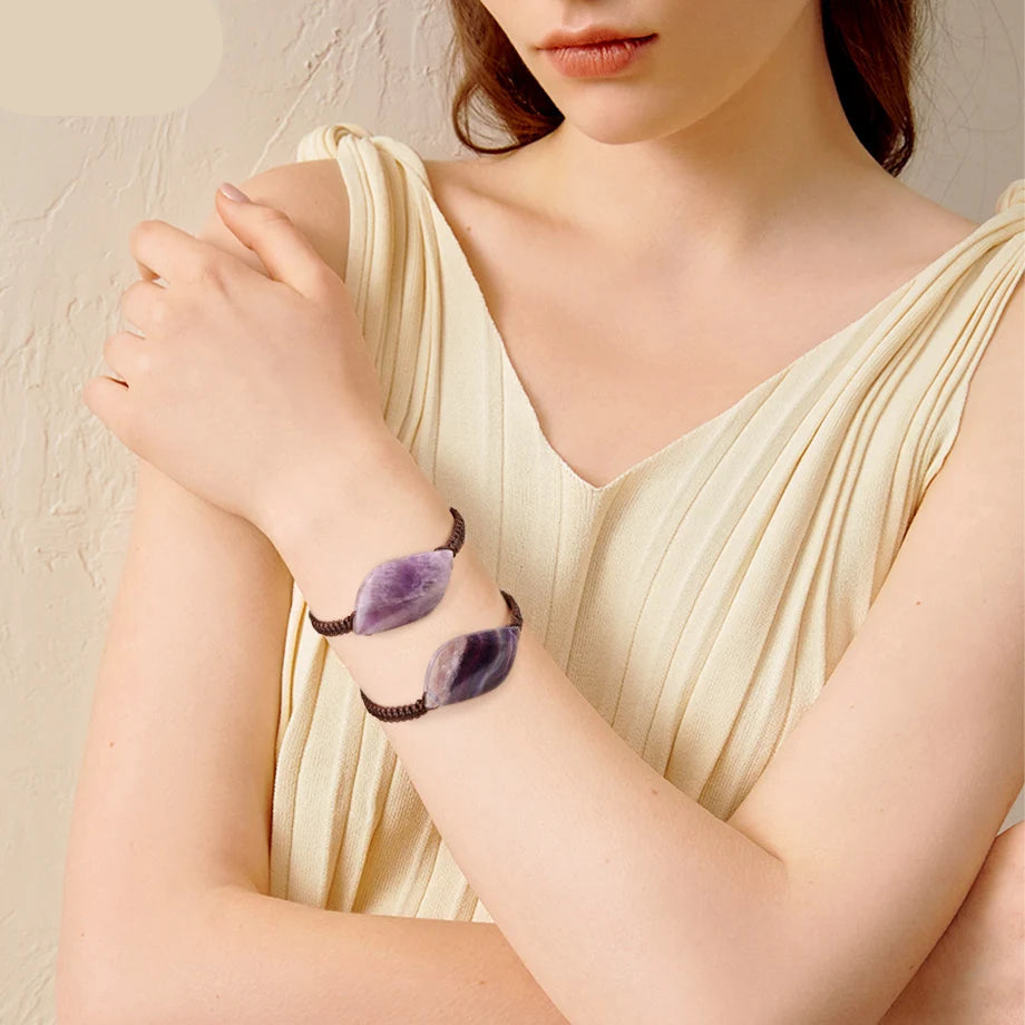 Natural Rainbow Fluorite Macrame Bracelet