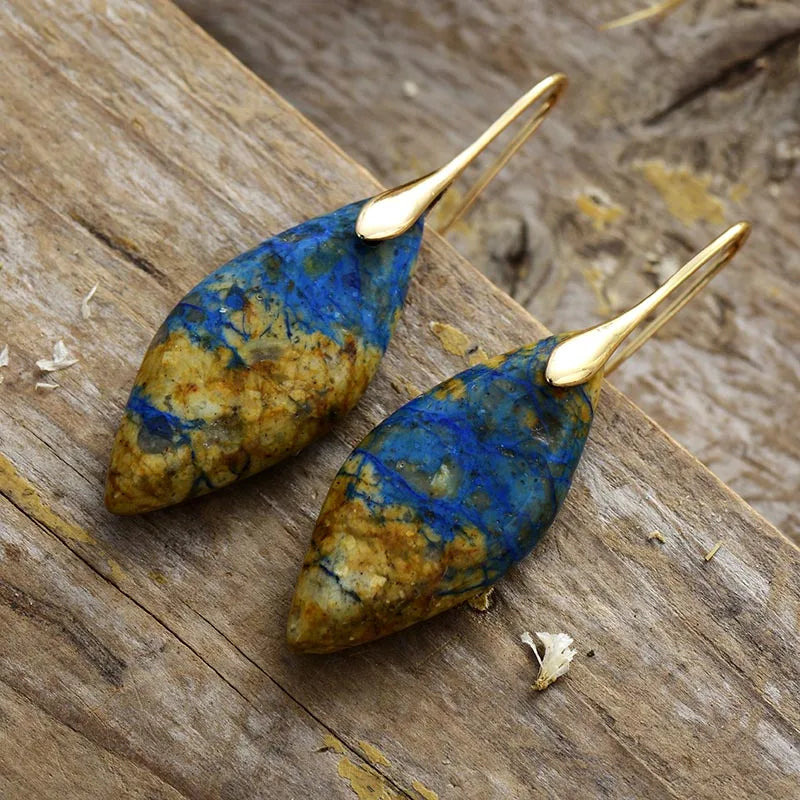 Natural Blue & Yellow Jasper Geometrical Earrings