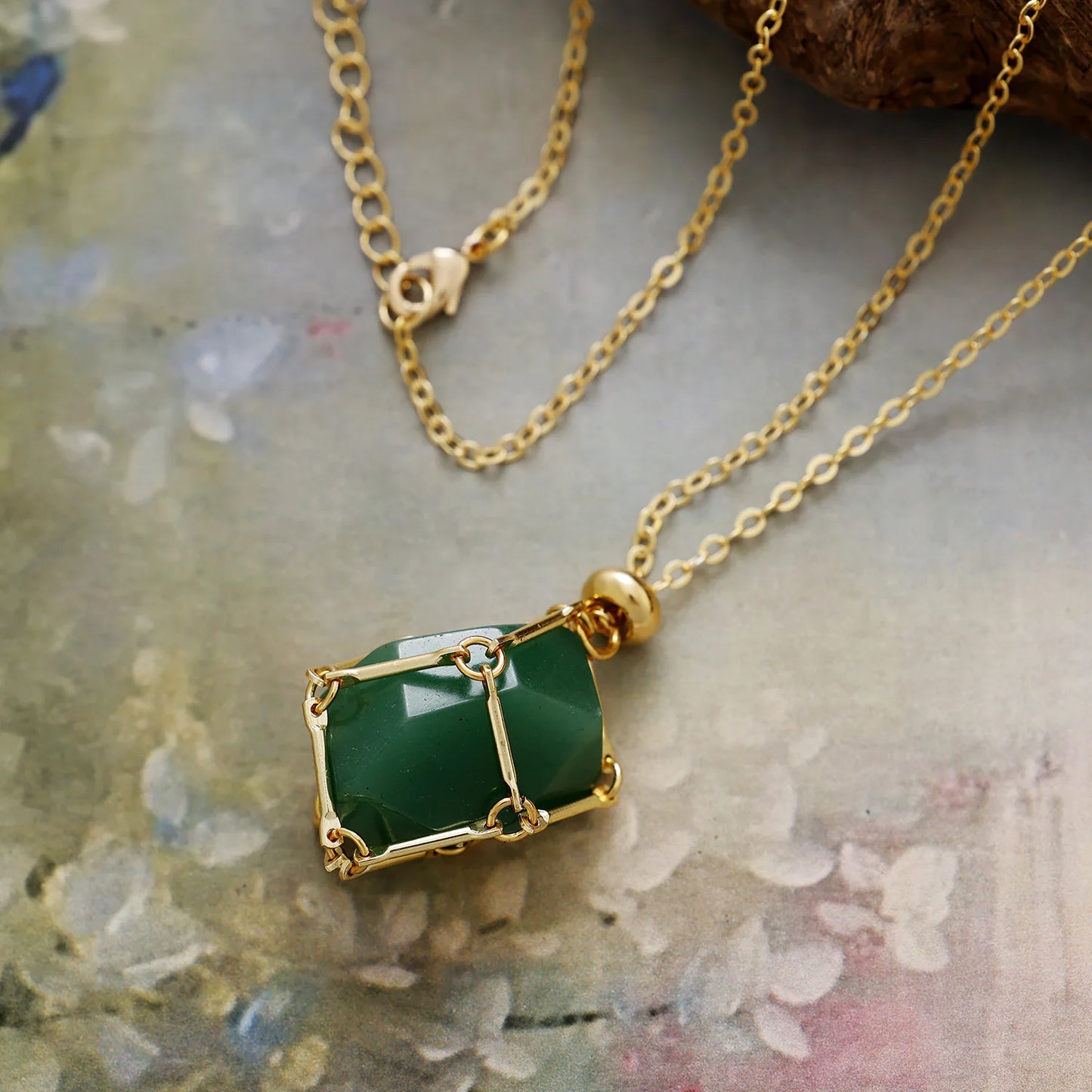 Natural Amazonite Amethyst Jade Pendant Chain Necklace