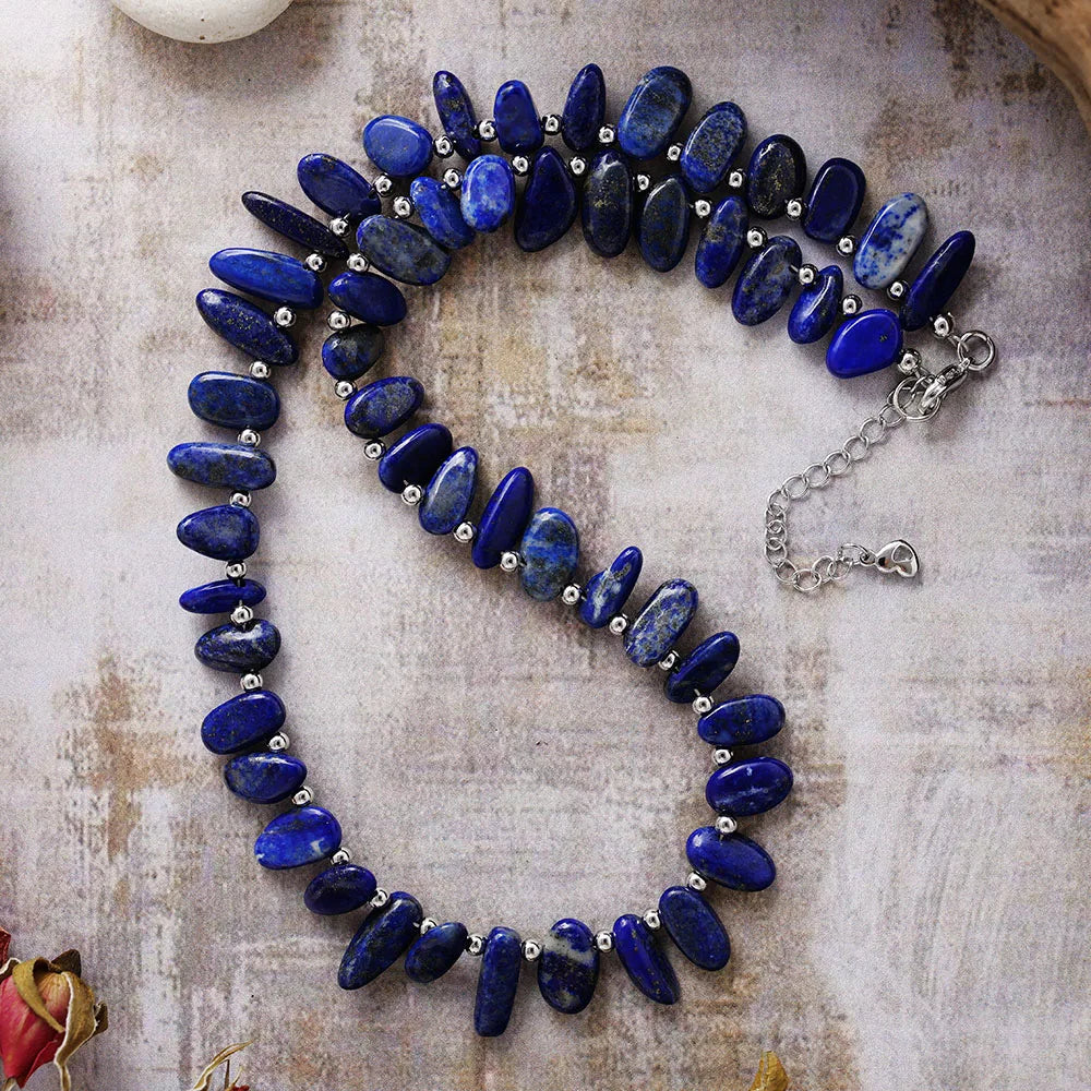 Natural Lapis Lazuli Bold Beads Choker Necklace