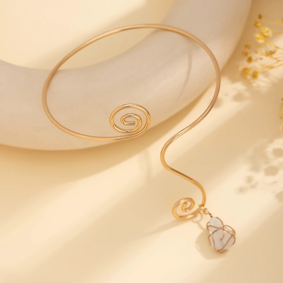 Natural Water Drop Stone Upper Arm Cuff Bangle