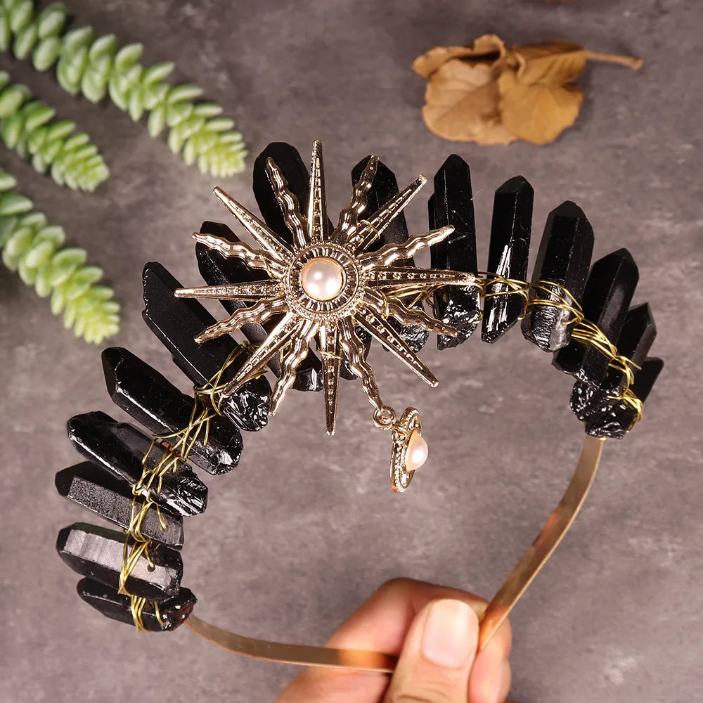 Natural Raw Crystal High Priestess Sun Tiara