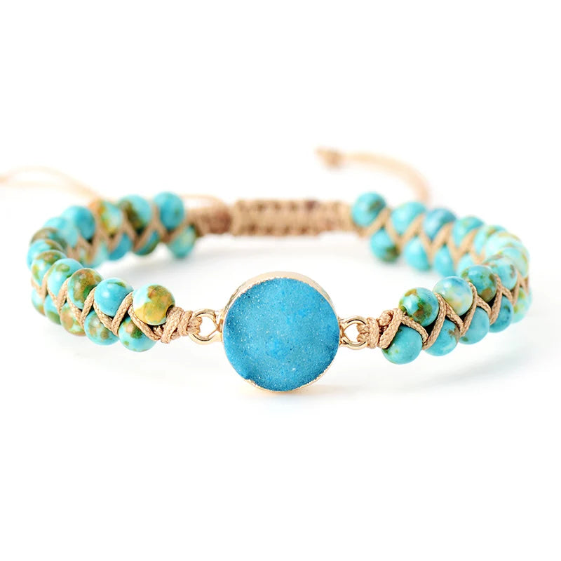 Natural Turquoise Jasper Druzy Wrap Bracelet