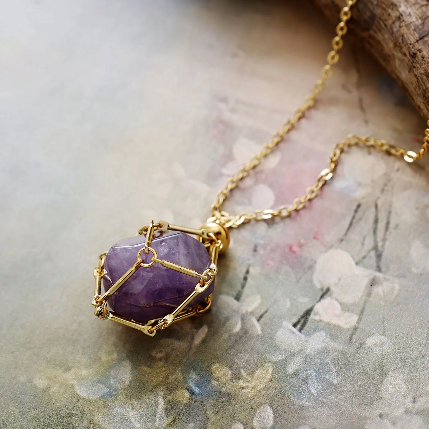 Natural Amazonite Amethyst Jade Pendant Chain Necklace