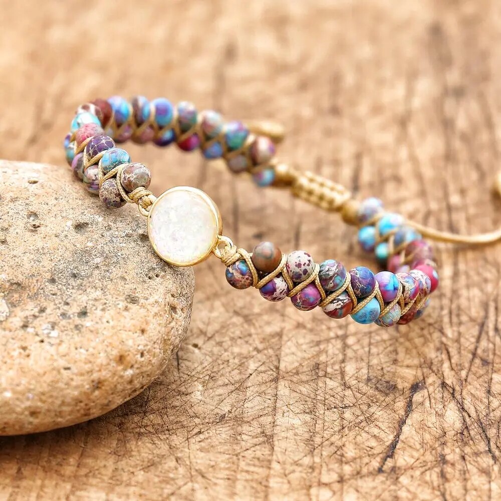 Natural Jasper & Opal Wrap Bracelet