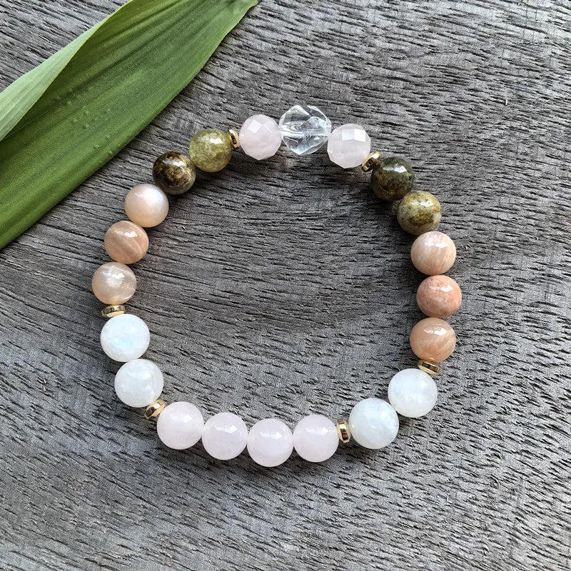 Natural Garnet, Sunstone & Rose Quartz 108 Beads Mala Set