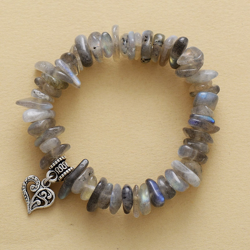 Natural Flash Labradorite Heart Bracelet