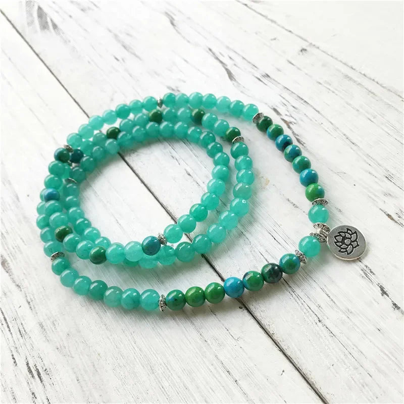 Rare Natural Aventurine & Chrysocolla 108 Beads Mala