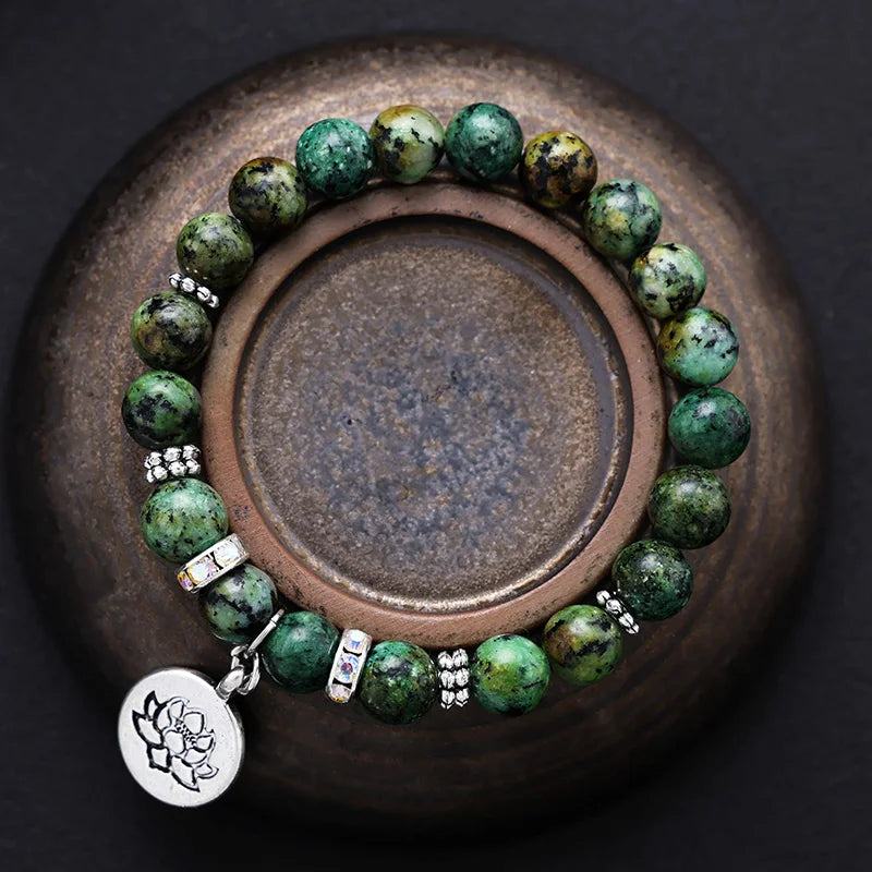 Natural African Turquoise Labradorite & Green Agate 3 Bracelet Set