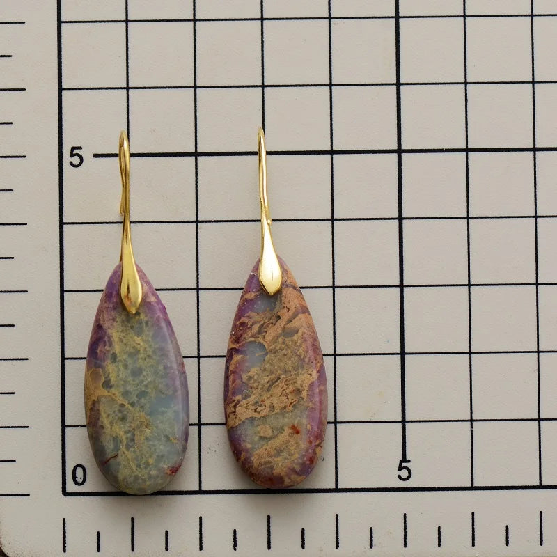 Natural Imperial Jasper Gold Plated Earrings