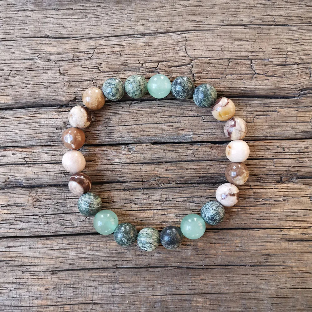 Natural Green Red Zebra Jasper & Aventurine Necklace Bracelet Set