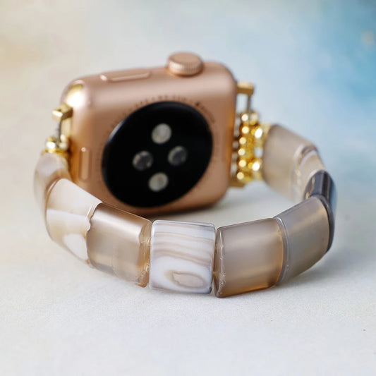 Natural Botswana Agate Beaded Smartwatch Band
