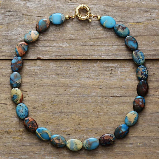 Natural Blue Imperial Jasper Chunky Choker Necklace