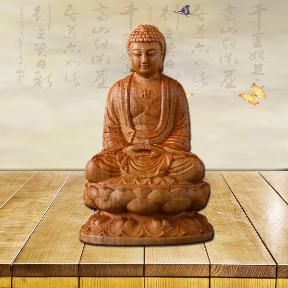 Natural Arborvitae Scented Wood Hand Carved Buddha Statue