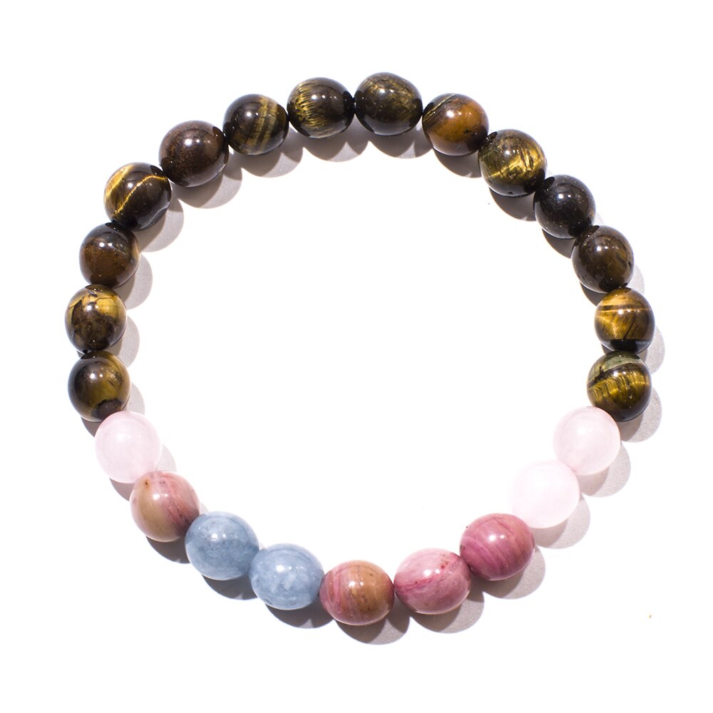 Natural Tiger's Eye, Rose Quartz & Aquamarine 108 Beads Mala Necklace / Bracelet