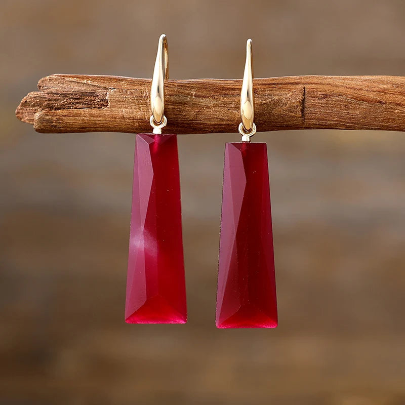 Natural Jade Pyramidal Classy Earrings