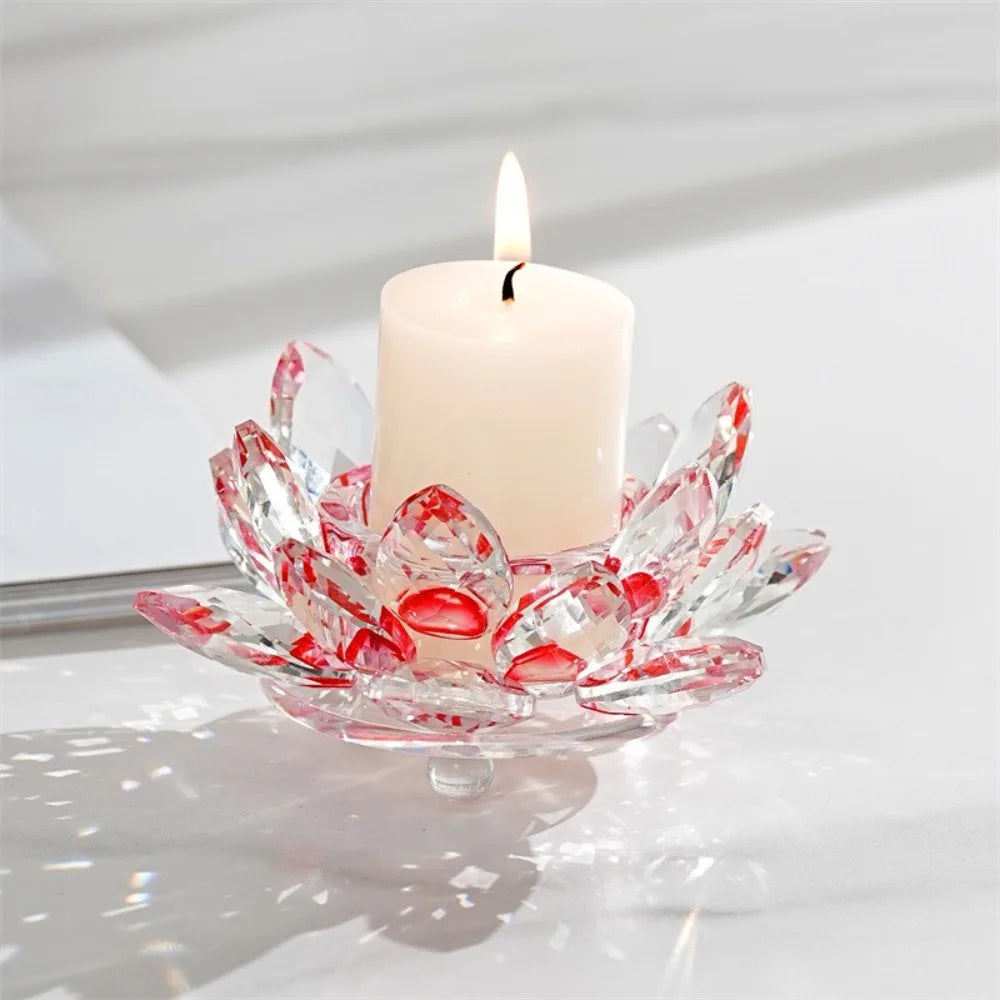 Crystal Glass Lotus Candle Holder