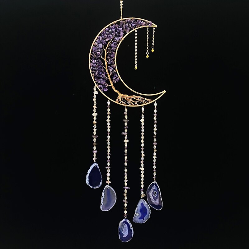 Natural Agate Moon Dream Catcher