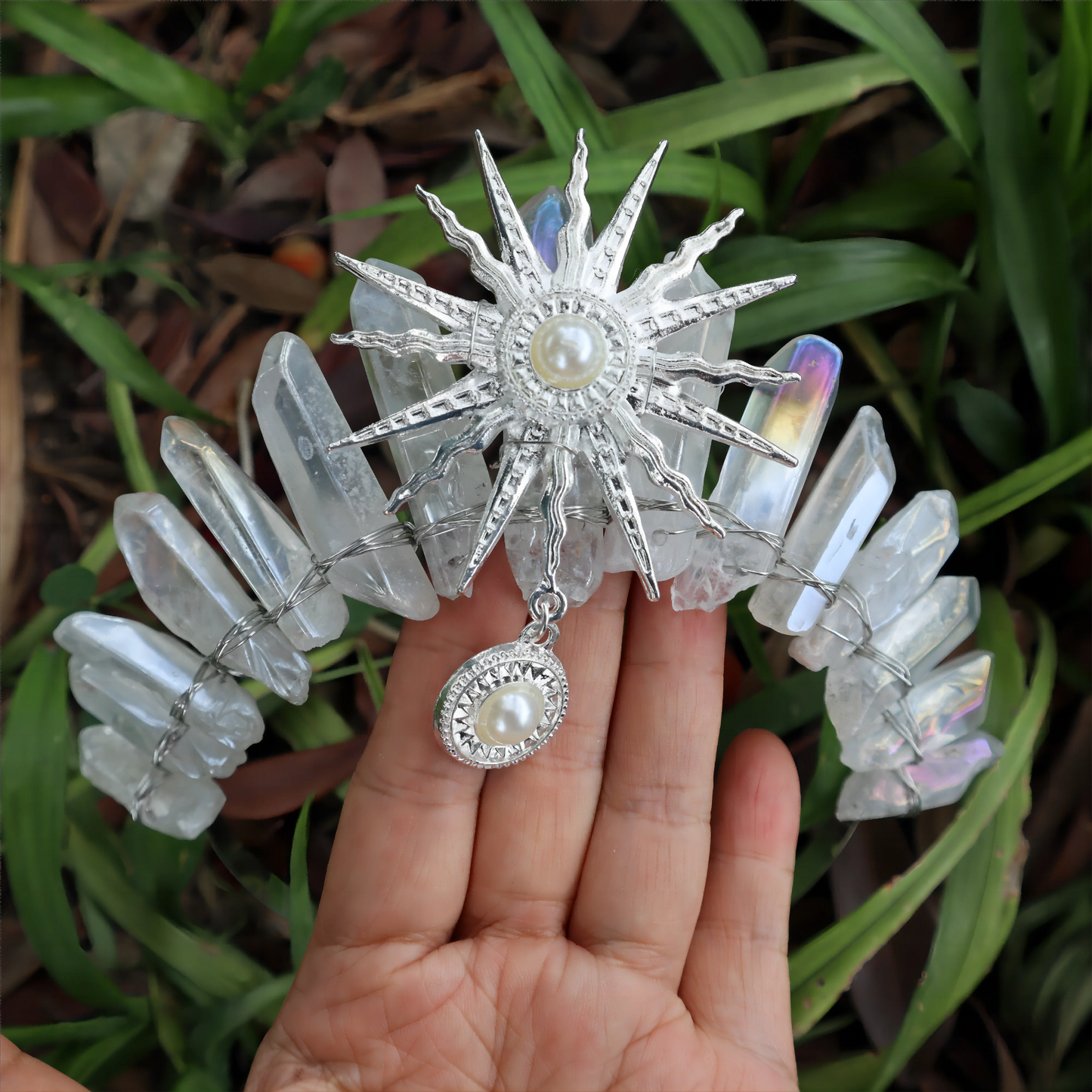 Natural Raw Crystal High Priestess Sun Tiara