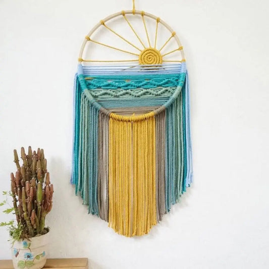 Handwoven Cotton Sunrise & Sunset Tapestry Macrame Wall Decor