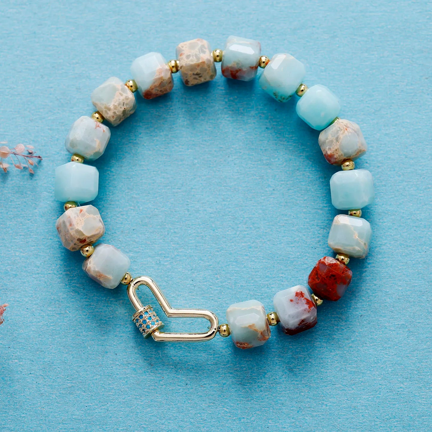 Natural Aqua Terra Jasper Bold Beads Bracelet