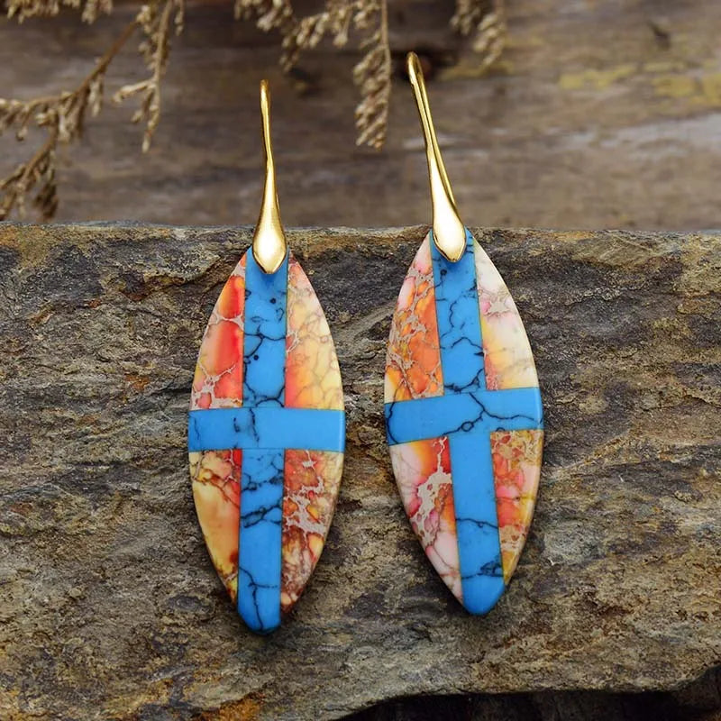 Natural Emperor Cross Jasper Earrings