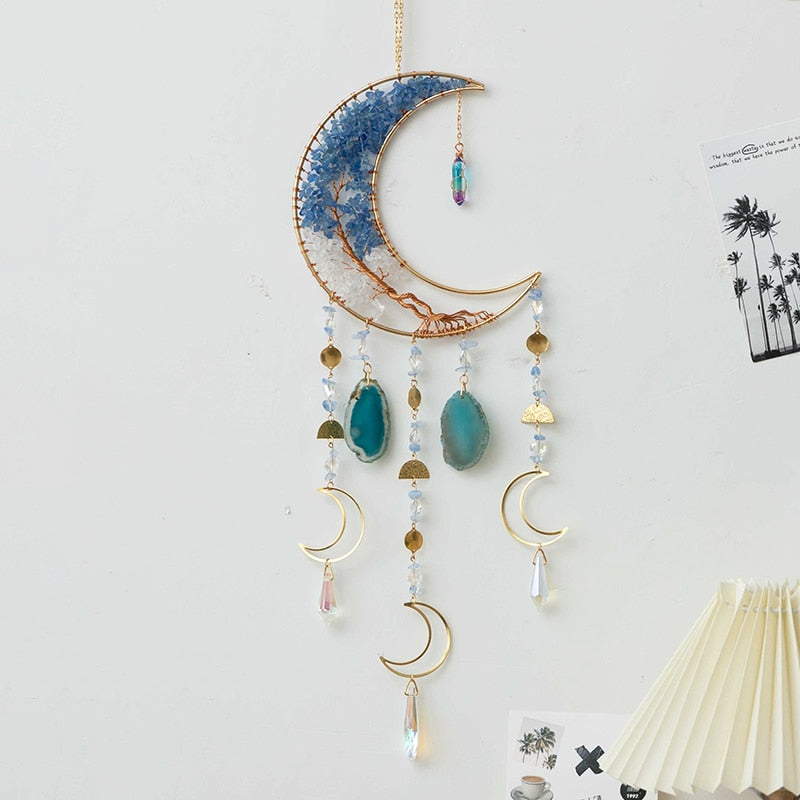 Natural Agate Moon Dream Catcher