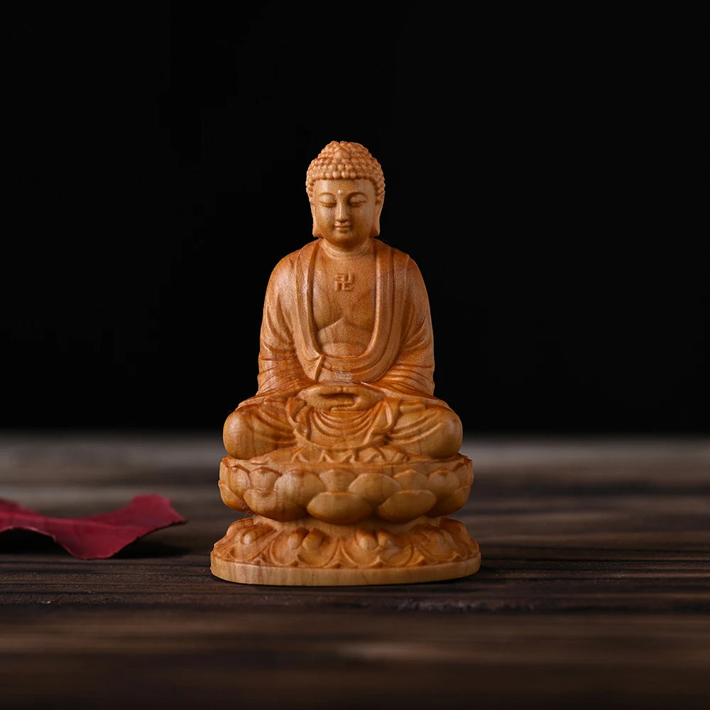 Natural Arborvitae Scented Wood Hand Carved Buddha Statue