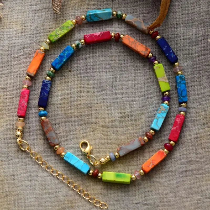 Natural 7 Chakras Jasper Choker Necklace