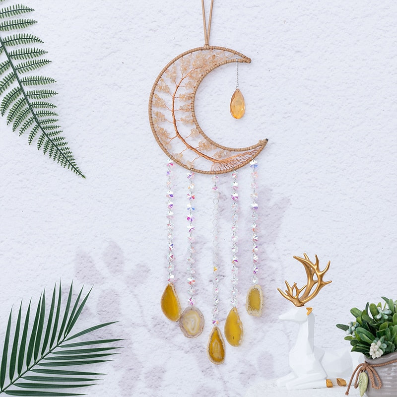 Natural Agate Moon Dream Catcher