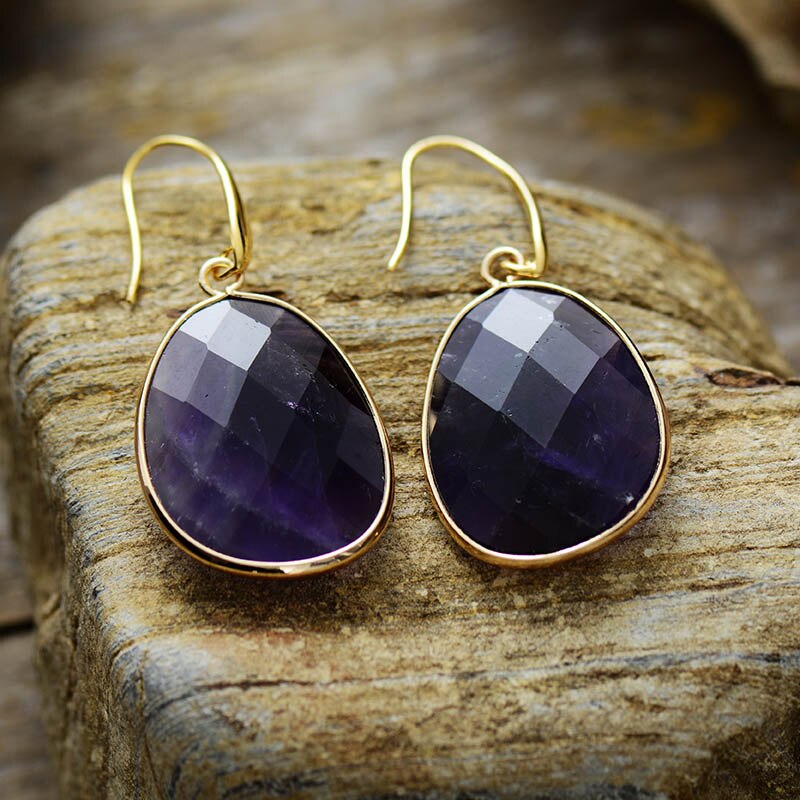 Natural Faceted Amethyst Earrings