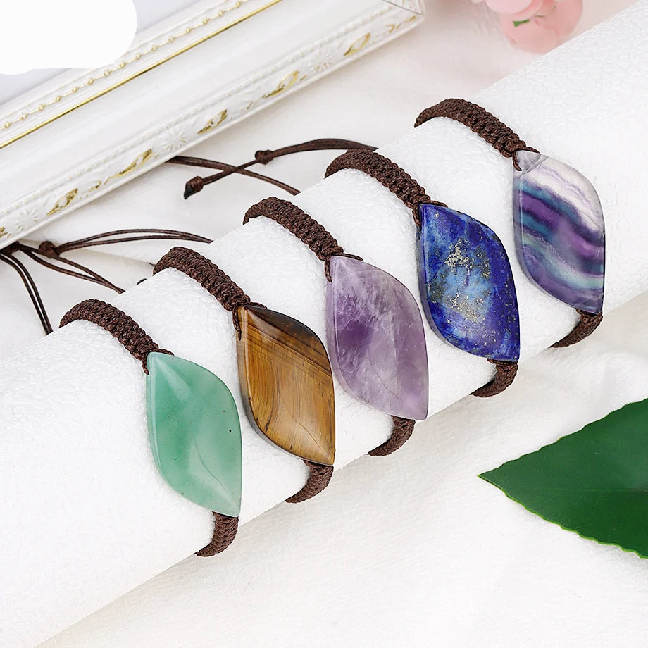 Natural Rainbow Fluorite Macrame Bracelet