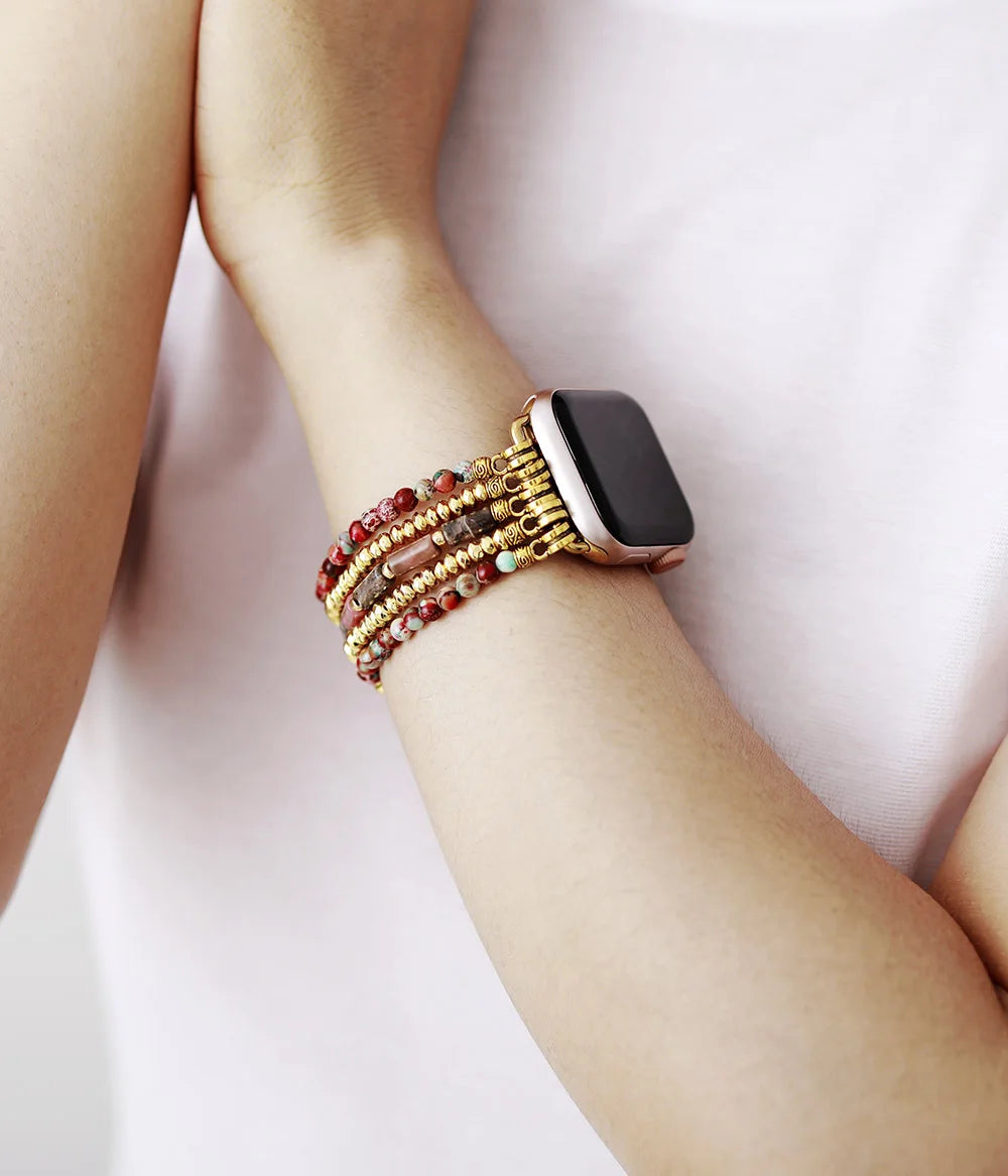 Natural Jasper & Rhodonite Smartwatch Band