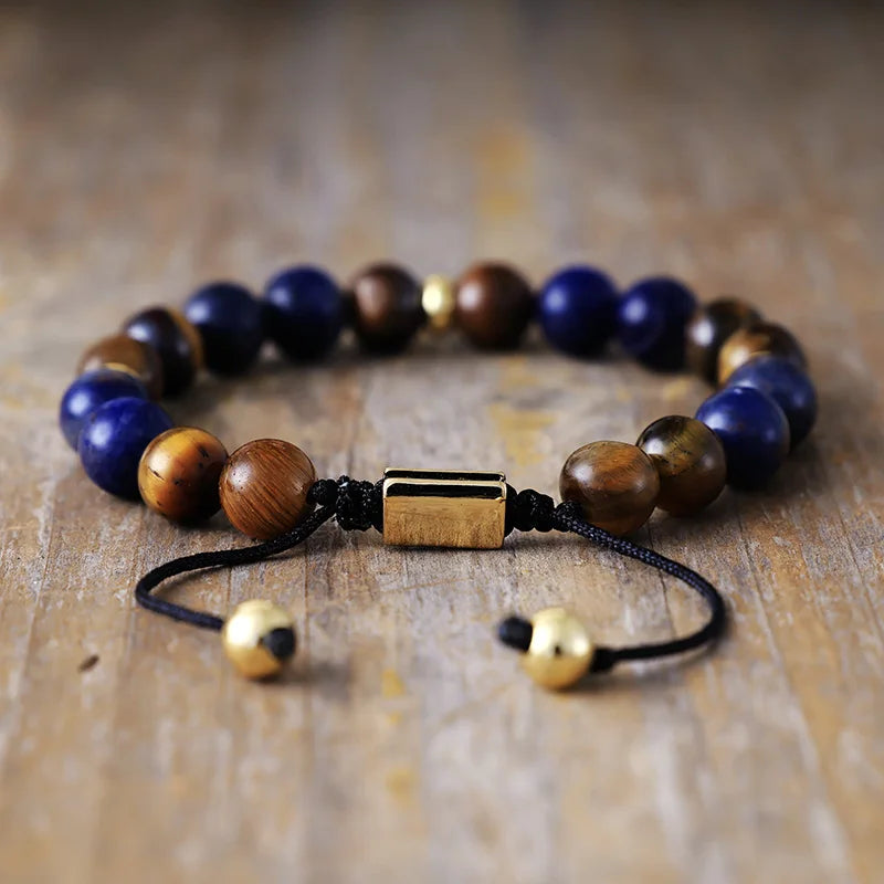 Natural Sodalite & Tiger Eye Unisex Beaded Bracelet