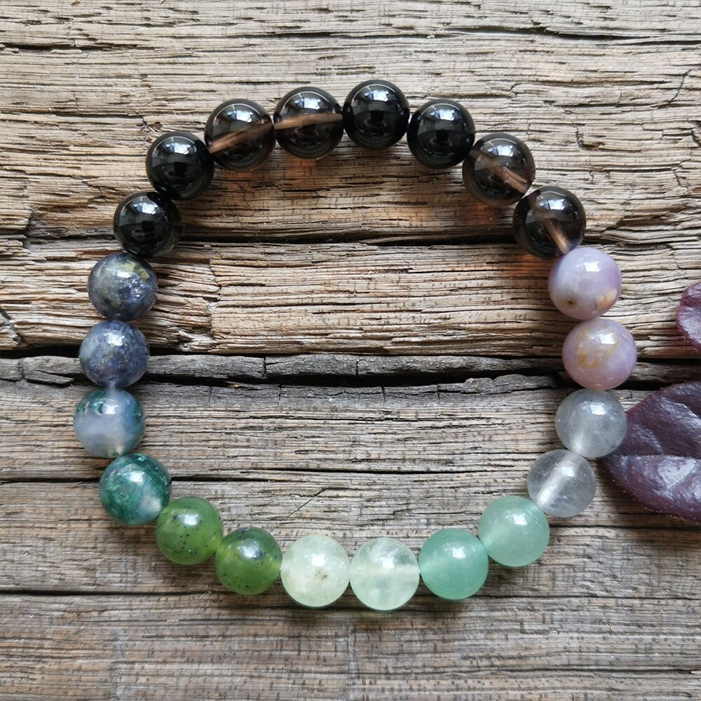Natural Iolite, Jade, Onyx, Prehnite, Agate & Aventurine 108 Beads Mala Necklace / Bracelet