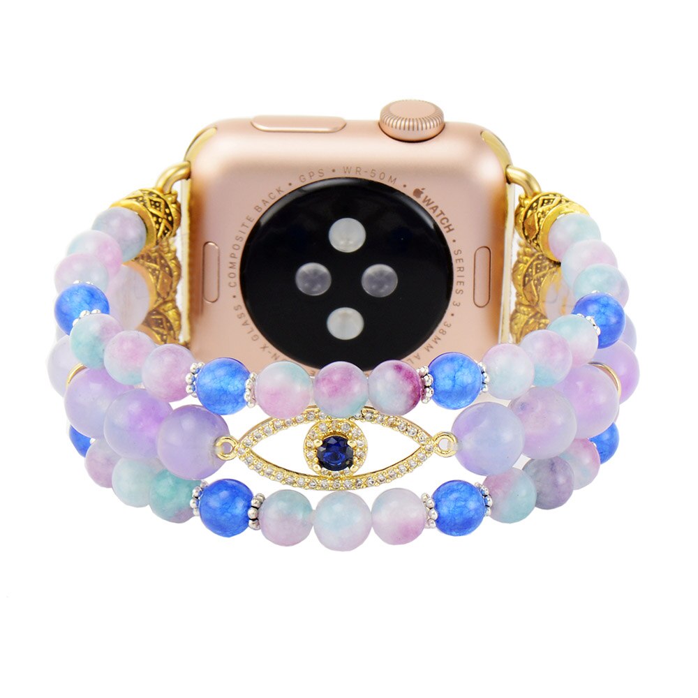 Natural Purple Jade & Blue Quartz Apple Watch Band